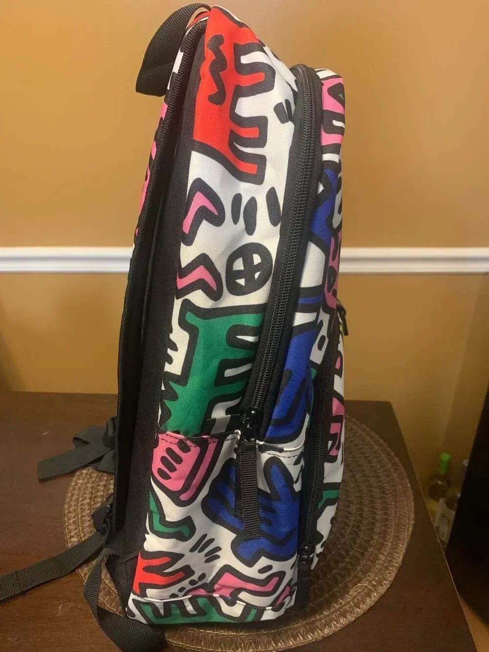 Keith Haring All Over Print Dancing Figures Backpack by Mad Engine EUC